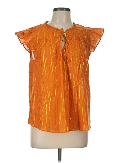 Pre-owned Lc Lauren Conrad Short Sleeve Blouse In Orange
