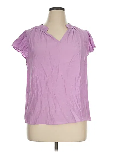 Pre-owned Lc Lauren Conrad Short Sleeve Blouse In Purple