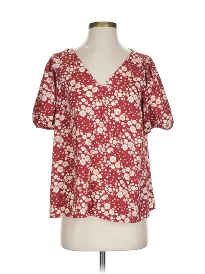 Pre-owned Lc Lauren Conrad Short Sleeve Blouse In Red