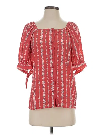 Pre-owned Lc Lauren Conrad Short Sleeve Blouse In Red