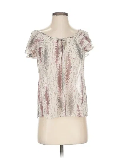 Pre-owned Lc Lauren Conrad Short Sleeve Blouse In Silver