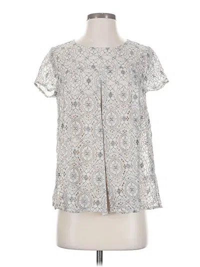 Pre-owned Lc Lauren Conrad Short Sleeve Blouse In Silver