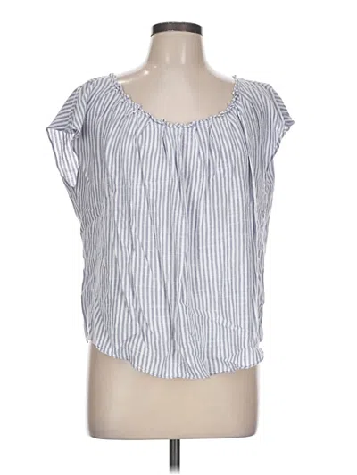 Pre-owned Lc Lauren Conrad Short Sleeve Blouse In Silver