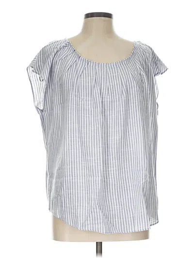 Pre-owned Lc Lauren Conrad Short Sleeve Blouse In Silver