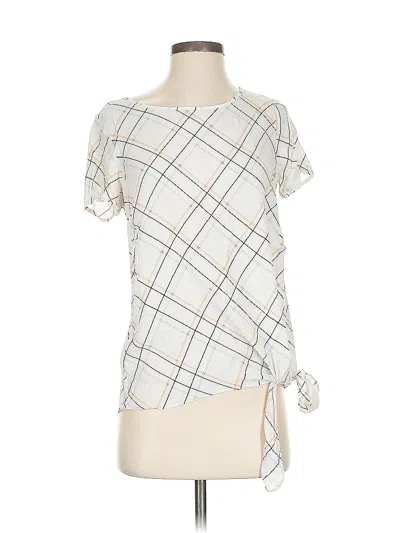 Pre-owned Lc Lauren Conrad Short Sleeve Blouse In White