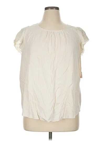 Pre-owned Lc Lauren Conrad Short Sleeve Blouse In White
