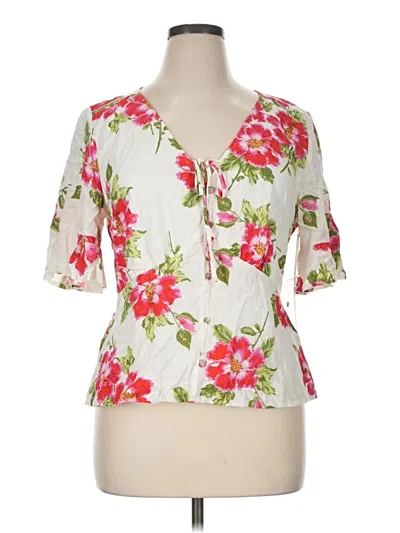 Lc Lauren Conrad Short Sleeve Blouse In White