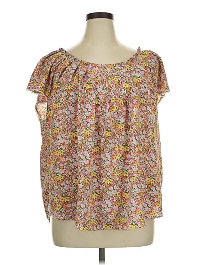 Pre-owned Lc Lauren Conrad Short Sleeve Blouse In Yellow