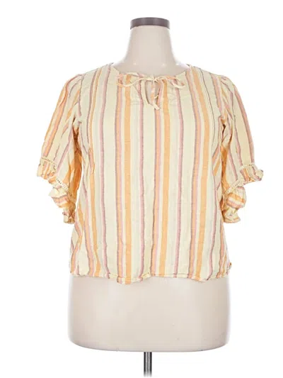 Pre-owned Lc Lauren Conrad Short Sleeve Blouse In Yellow