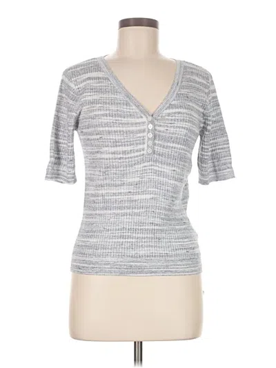 Pre-owned Lc Lauren Conrad Short Sleeve Henley Shirt In Gray