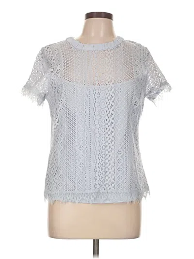 Pre-owned Lc Lauren Conrad Short Sleeve Top Silver Mock Neckline Tops