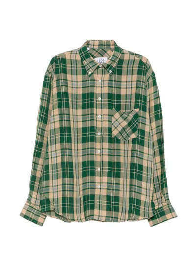 Lc23 Check-pattern Button-down Shirt In Green