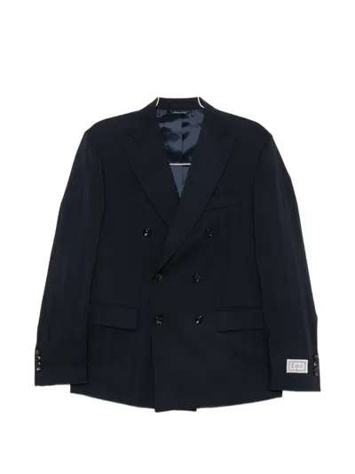 Lc23 Double-breasted Pinstripe Blazer In Blue