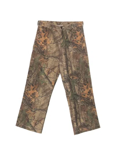 Lc23 Leaf-print Trousers In Brown