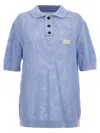 Lc23 Crochet Polo Shirt In Light Blue