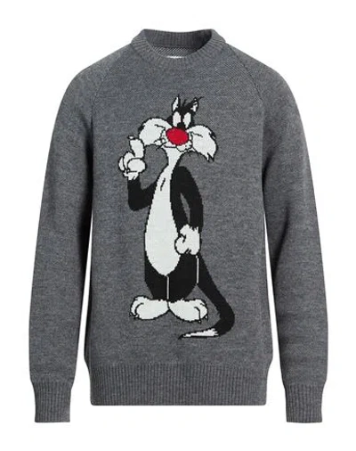 Lc23 Looney Tunes Man Sweater Grey Size M Merino Wool, Acrylic In Gray