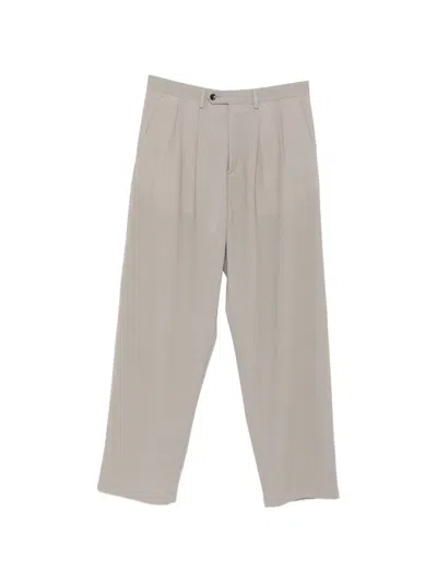 Lc23 Pleated Twill-weave Trousers In Brown