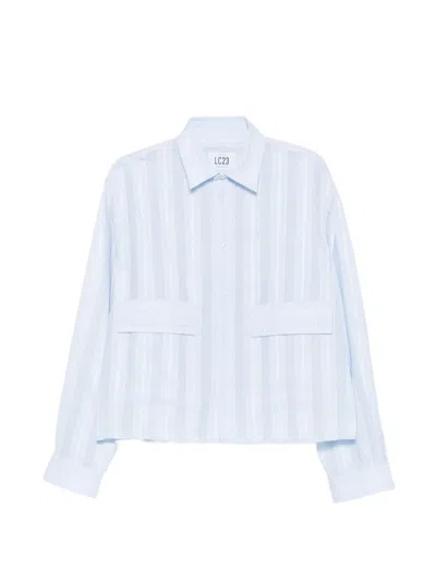 Lc23 Striped Cotton Shirt In Blue
