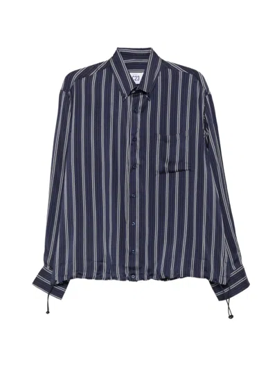Lc23 Striped Drawstring-hem Shirt In Blue