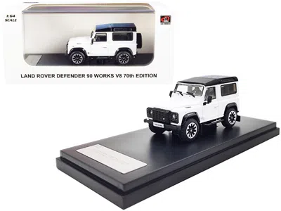 Lcd Models Land Rover Defender 90 Works V8 White With Black Top "70th Edition" 1/64 Diecast Model Car By Lcd Mo