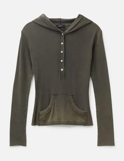 Lcdc Button-front Washed Hoodie In Brown