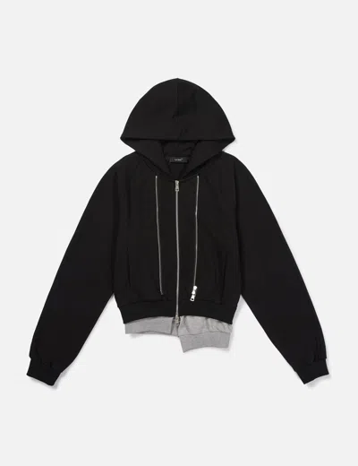 Lcdc Layered Double-zip Hoodie In Black