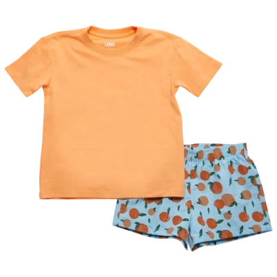 Lckr Kids' Boys  T-shirt And Shorts Set In Marie Peach/ether Orange