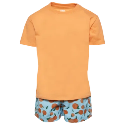 Lckr Kids' Boys  T-shirt And Shorts Set In Marie Peach/ether Orange