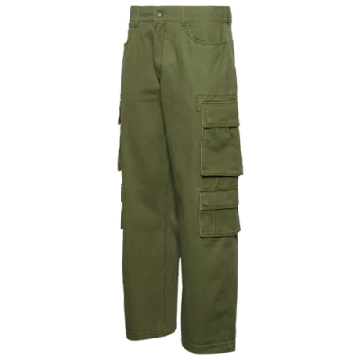 Lckr Mens  Baggy Wide Leg Cargo Pants In Olive