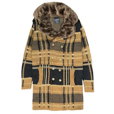Lcr Black Edition Men's Faux Collar Jacket In Camel/black In Brown