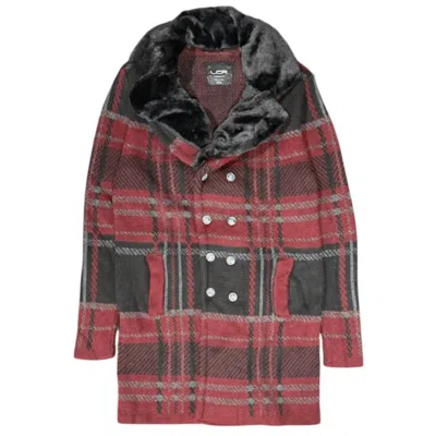 Lcr Black Edition Men's Faux Collar Jacket In Dark Burgundy/black In Red