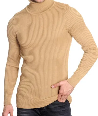 Lcr Black Edition Men's Turtleneck Sweater In Dark Beige In Brown