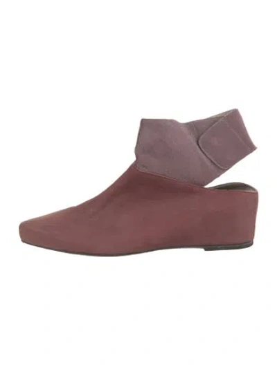 Pre-owned Ld Tuttle Suede Slingback Flats In Burgundy