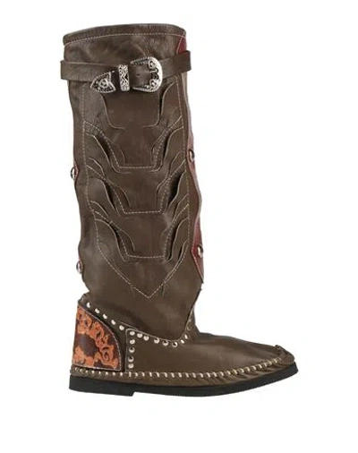 Ldir Woman Boot Military Green Size 7 Leather