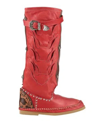Ldir Woman Boot Red Size 7 Leather In Red
