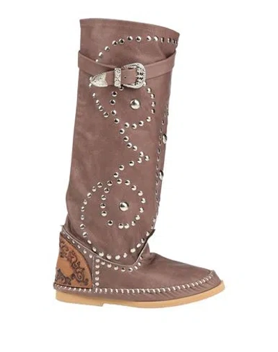 Ldir Woman Boot Taupe Size 6 Leather In Grey