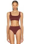 Ldma High Sculpt Ribbed Bra In Brown