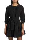 Ldt Hunter Belted Flounce Minidress In Black In Black