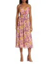 Ldt Women's Floral Cut-out Midi-dress In Pink Multi