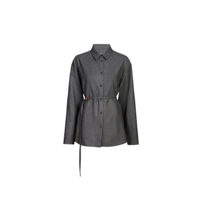 Le 17 Septembre Chemise Ceinturée En Laine In Gray