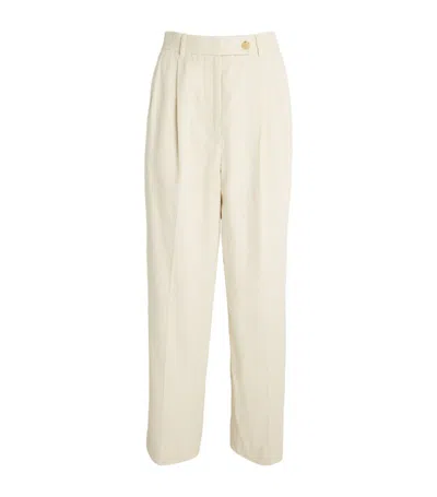 Le 17 Septembre Corduroy Wide-leg Tailored Trousers In Ivory