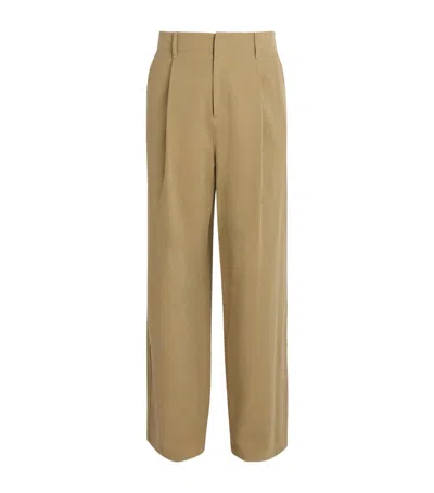 Le 17 Septembre Cotton Twill Pleated Trousers In Beige