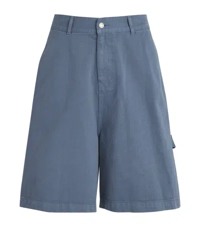 Le 17 Septembre Cotton Work Shorts In Blue