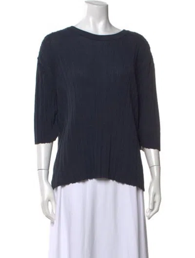 Pre-owned Le 17 Septembre Crew Neck Three-quarter Sleeve Top In Blue