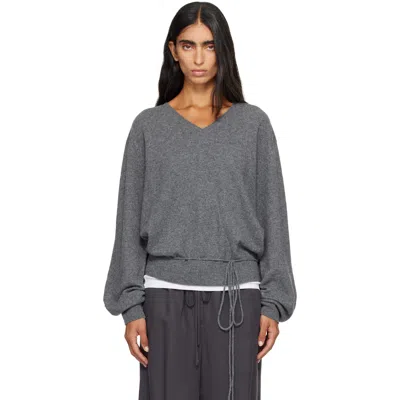 Le 17 Septembre Le17septembre Gray Pure Cashmere V-neck Sweater