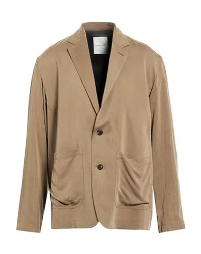 Le 17 Septembre Man Blazer Khaki Size 42 Modal, Cupro In Brown