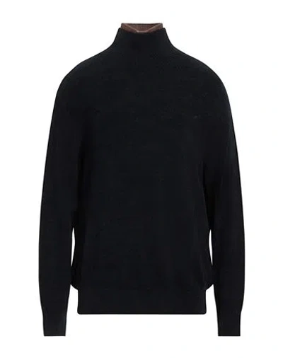 Le 17 Septembre Man Turtleneck Navy Blue Size 42 Nylon, Cotton, Modal, Wool, Cashmere