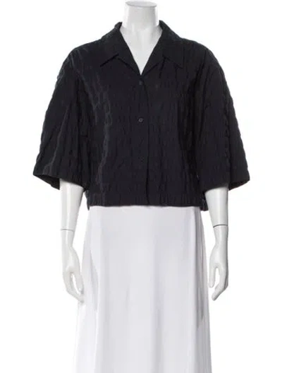 Pre-owned Le 17 Septembre Short Sleeve Button-up Top In Blue