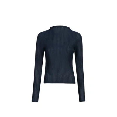 Le 17 Septembre Top Plissé À Manches Longues In Blue