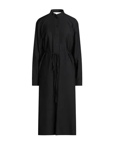Le 17 Septembre Woman Midi Dress Black Size 6 Rayon, Linen, Cotton, Nylon